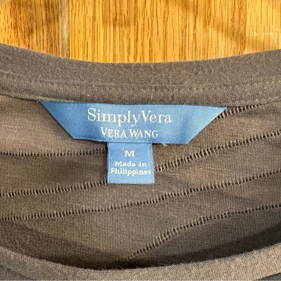 Simply Vera Vera Wang Women's Size M Med Long-Sleeved Textured Gray Blouse Shirt - Picture 3 of 5